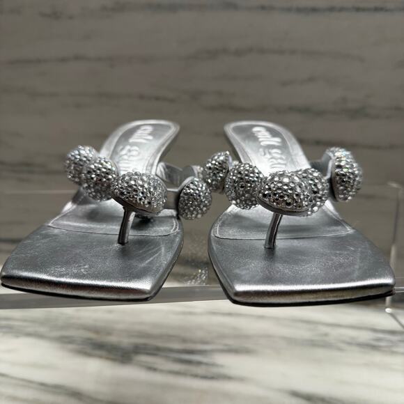 CULT GAIA Sarina Crystal-Embellished Metallic-Leather Sandals SZ 36 - Picture 8 of 11